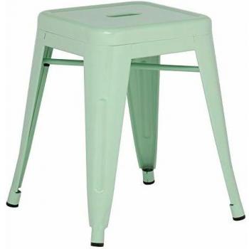Taburete Bajo de Acero Lix Verde Menta Estilo Industrial para Comedor, Cocina y Bar