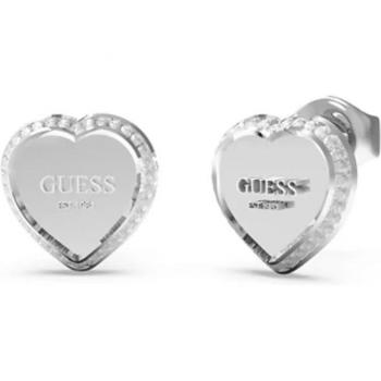 Pendientes Guess Fine Heart de Acero Inoxidable con Cristales en Forma de Corazón