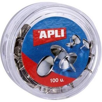 APLI 11726 - Chinchetas niqueladas, 100 unidades, Plata
