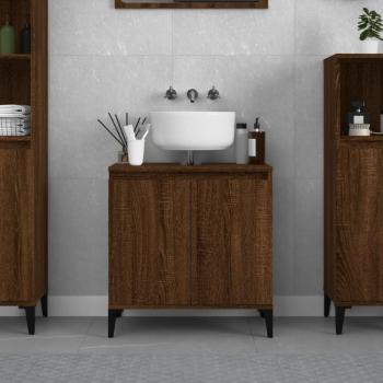 Gabinete de lavabo de madera multicapa en roble marrón 58x33x60 cm