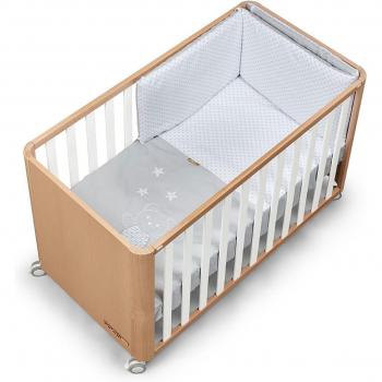 Cuna de colecho Cotinfant Doco Sleeping Wood 120x60 con textil Bear gris.