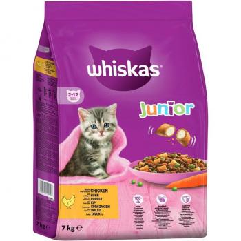 Whiskas Junior Chicken Flavor Dry Cat Food - 28 kg (24 kg + 4 kg Free)