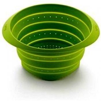 Lékué Colador Plegable de Silicona Antiadherente, Verde, 23 cm
