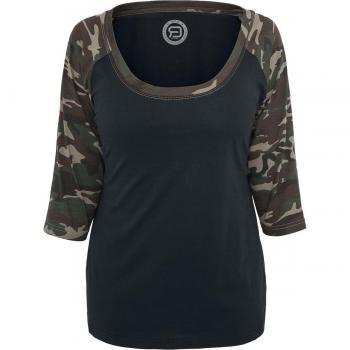 R.E.D. by EMP 3/4 Contrast Raglan Tee Manga Larga Mujer Negro/Camuflaje XL