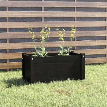 Black Solid Pinewood Garden Planter 60x31x31 cm