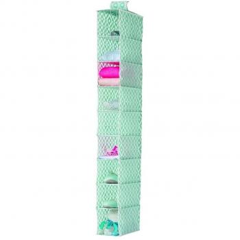 Estantería zapatero flexible 9 baldas, Gama Daman, RAN7450, blanco y verde, 15 x 30 x 128 cm