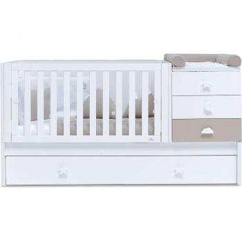 Cuna convertible Sero Bubble K554-M7753 70x140 cm en blanco/beige con cama nido