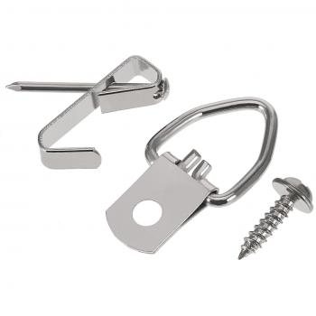 Kit de Colgar Cuadro Incluye 50 Juegos de Ganchos de Marco de Foto Plateado, 50 Juegos de Colgador de Cuadro de D-anillo con Tornillos para Montaje de Pared, Soporte a 30 lbs