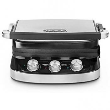 Bistecchiera eléctrica DeLonghi CGH912, 1500W, acero negro, dimensiones 41.7 x 36.6 x 30.7 cm