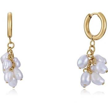 PENDIENTES VICEROY CHIC DE ACERO CON PERLA CULTIVADA Y BAÑO DE IP DORADO