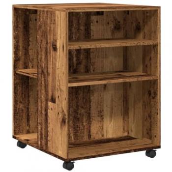 Mesa Auxiliar con Ruedas de Madera Ingeniería Envejecido 55x60x78 cm
