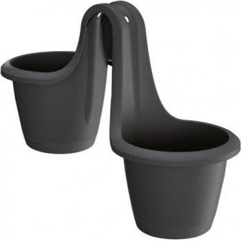 Maceta Doble RESPANA TWINS 5L Antracita para Barandillas de Jardín