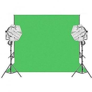 ColorQuantum Fondo de Vinilo Verde Chroma 2x6m con soporte para Fondo con Cadena Metálica y Kit Daylight 1750/1750W con soportes 2.5m