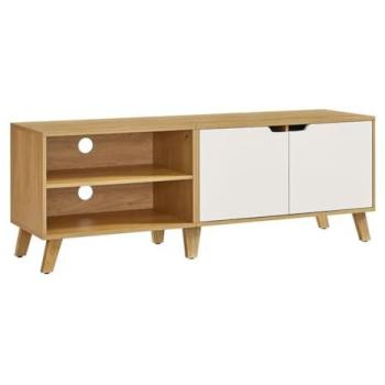Mueble de TV Marrón de 2 Puertas con Estantes Ajustables para Televisores de hasta 60 Pulgadas para Sala, Comedor y Dormitorio