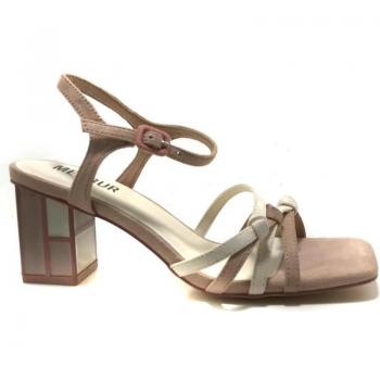 Sandalias de Fiesta Abiertas para Mujer MENBUR 25238 con Plataforma y Puntera Descubierta en color Nude