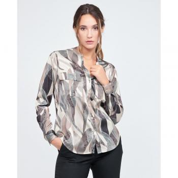 Camisa estampada de manga larga con escote en pico Calvin Klein