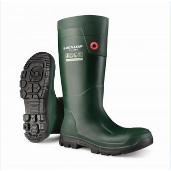 Bota de Agua DUNLOP Purofort FieldPro Full Safety (Puntera y Media Suela de Acero), Talla 39, Color Verde
