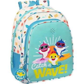 Mochila Escolar Baby Shark Surfing Azul Blanco 27 x 33 x 10 cm
