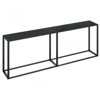 Black Console Table 220x35x75.5 cm with Tempered Glass Top