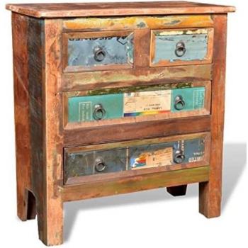 Reclaimed Solid Wood Cabinet with 4 Drawers