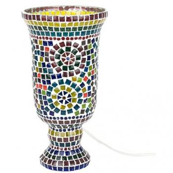 Lámpara Marroquí de Sobremesa Multicolor de Cristal Vidrio 34x18x18cm - Signes Grimalt