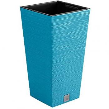 Macetero FURU Azul Escandinavo con Depósito, 26,5x26,5x50cm, Capacidad 11L