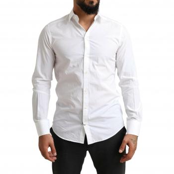 Dolce & Gabbana White MARTINI Cotton Dress Formal Shirt - IT39 | S, Size: M, Elegant White Cotton Shirt for male