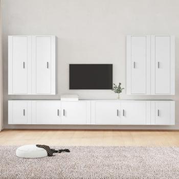 Set de muebles para TV 8 piezas madera contrachapada blanca vidaXL