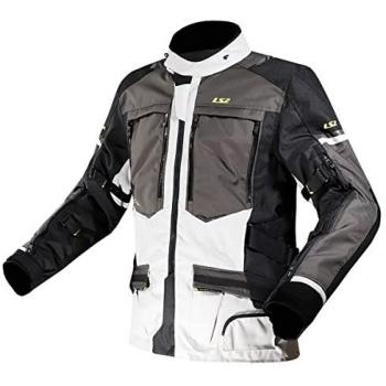 Chaqueta de Moto LS2 Norway - Impermeable, Protección Resistente al Agua, Negro Gris Amarillo, Talla 5XL