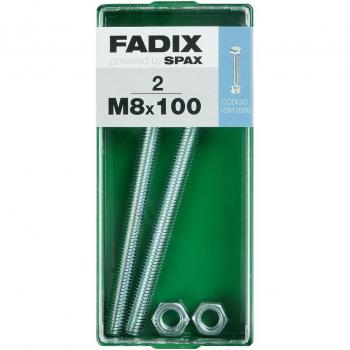 Tornillo Cabeza Hexagonal + Tuerca M8 x 100 mm - FADIX - Caja de 2 Unidades
