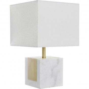 Lámpara de mesa DKD Home Decor Poliéster Blanco Mármol Dorado 26 x 26 x 43 cm