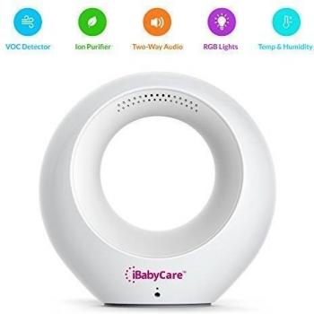 Inteligente ibabycare Air Monitor para el control de calidad del aire con purificador de aire, Babyphone, detección de temperatura, humedad y compuestos orgánicos volátiles, color blanco, pequeño