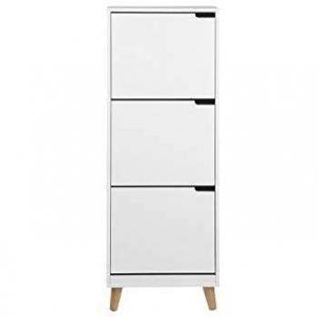 Mueble zapatero nórdico 3 cajones madera y blanco MITRAA