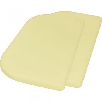 Sábana bajera ajustable de algodón amarilla 81 x 42 cm + 10 cm, pack de 2 unidades