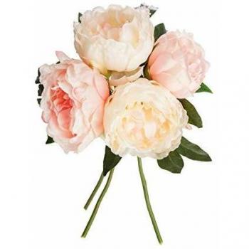 Ramo Artificial de 4 Peonías Rosas H30 - Decoración para el Hogar