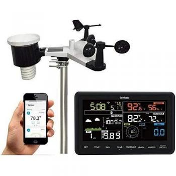 Estación Meteorológica WLAN Profesional Sainlogic, Estación Meteorológica WiFi 7 en 1, Colector de Lluvia, Pronóstico del Tiempo, Indicador de Viento, Pantalla a Color, Wunderground