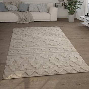 Alfombra Salón Pelo Largo Shaggy Efecto 3D Étnica Boho Vintage Suave Crema 4, tamaño: 230x330 cm