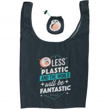 Bolsa de la compra plegable Mr. Wonderful sushi - Less plastic and the world will be fantastic, Azul