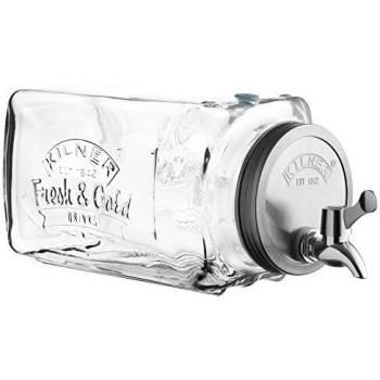 Kilner - Dispensador de bebidas de cristal para frigorífico, con escala de medición y grifo de fácil vertido, 32,7 x 14 x 18 cm, 3 litros