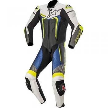 Alpinestars Motegi V3 - Mono de piel para motocicleta, 1 pieza, color blanco y azul, talla 46