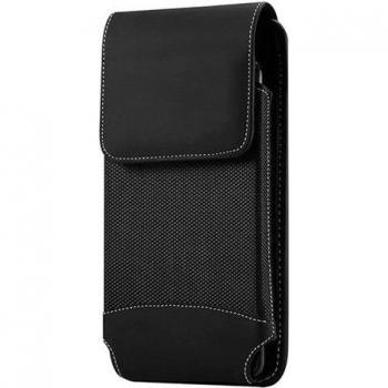 Funda Cinturón Vertical Universal para Smartphone en Nylon Oxford con Mosquetón Negro