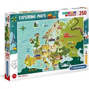 Clementoni- Exploring Maps Puzzle, 250 Piezas, Multicolor