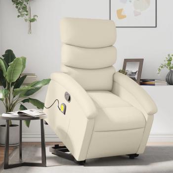 Sillón reclinable de masaje de pie en cuero artificial color negro, crema y marrón - VidaXL Sillón cómodo para dormitorio, silla relax y sofá