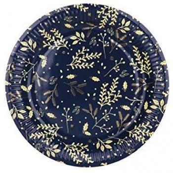 Christmas Navy Plates x 8 - Christmas Partyware