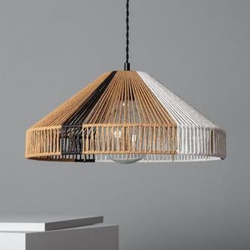 Lámpara Colgante de Papel Trenzado Dumas Natural E27 1670xØ450 mm Decorativa para Salón, Habitación y Dormitorio