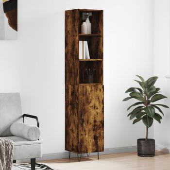 Aparador de madera contrachapada roble ahumado 34,5x34x180 cm marrón vidaXL
