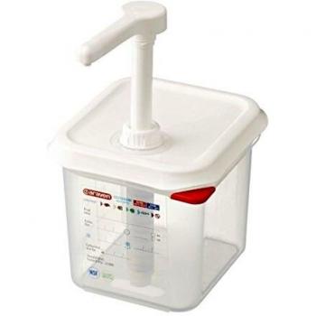 Araven RVN013 Dispensador de salsa Gn 1/6 Transparente 2.6Ltr Lavavajillas Safe Push Pump