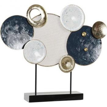 Figura Decorativa DKD Home Decor 62 x 8,3 x 53,3 cm Azul Dorado Blanco Círculos