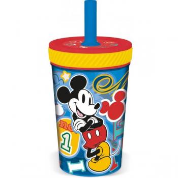 Vaso Antivuelco con Pajita de Silicona 370ml Mickey Mouse