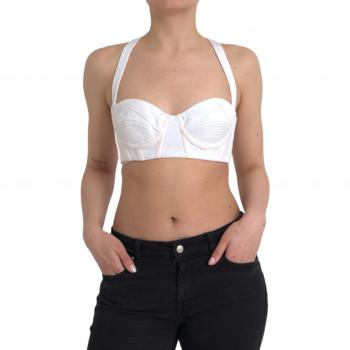 Versace White Viscose Bustier Sleeveless Cropped Top - IT42|M